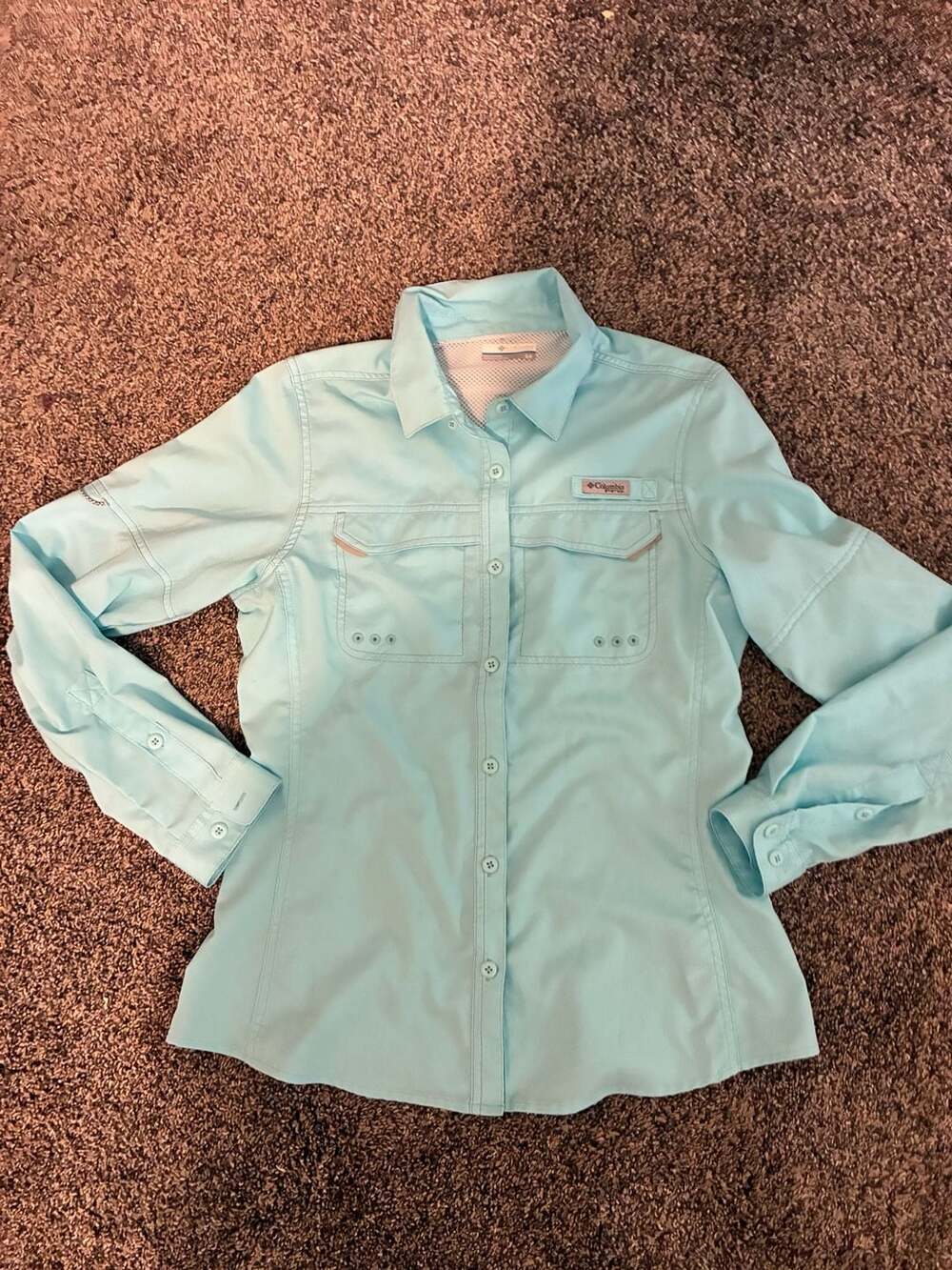 Columbia Women's PFG Bahama Long Sleeve Fishing Shirt Light Blue Size Small